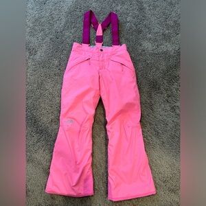 The North Face Pink Kids Snow Pants with Purple Suspenders